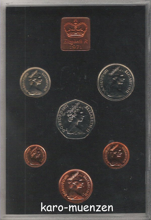 Großbritannien 1971 Original Kursmünzensatz proof