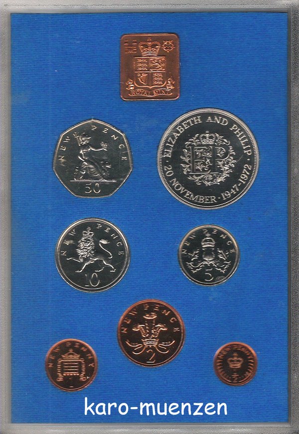 Großbritannien 1972 Original Kursmünzensatz proof