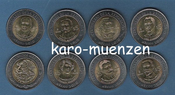 Mexiko 2009 7 x5 Pesos Revolution Bimetall "Wieder lieferbar!"