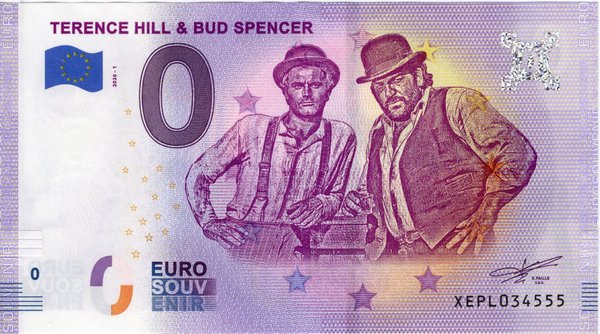 0 Euro Souvenir Schein Terence Hill & Bud Spencer 2020-1
